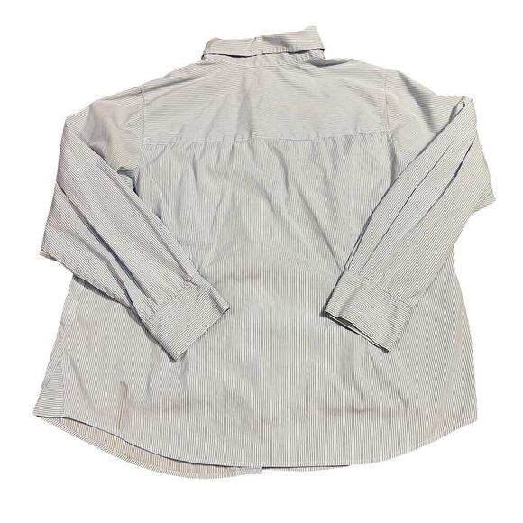 J.Jill Blue White Stripe Oxford Cotton Button Down Shirt Size 1X Stretch Preppy - Picture 2 of 5